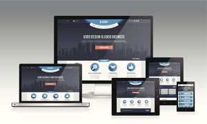 Modern responsive website design layout with multiple device.
